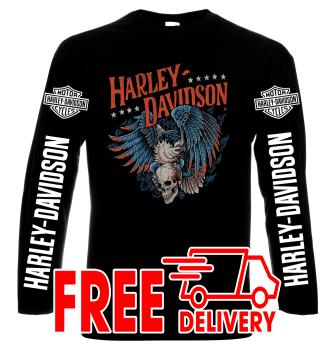 Harley Davidson, 2, men's long sleeve t-shirt, 100% cotton, S to 5XL